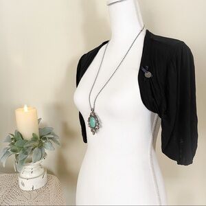 DEPT Crop Black Puff Sleeves Layering Top/ Jacket